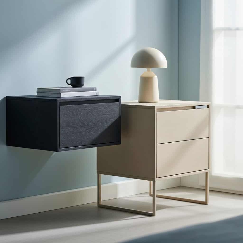 Szafki nocne – wiszące czy stojące? Praktyczny przewodnik po wyborze idealnego rozwiązania
