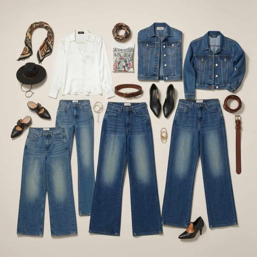 Jak stylizować jeansy z szerokimi nogawkami (wide leg)?